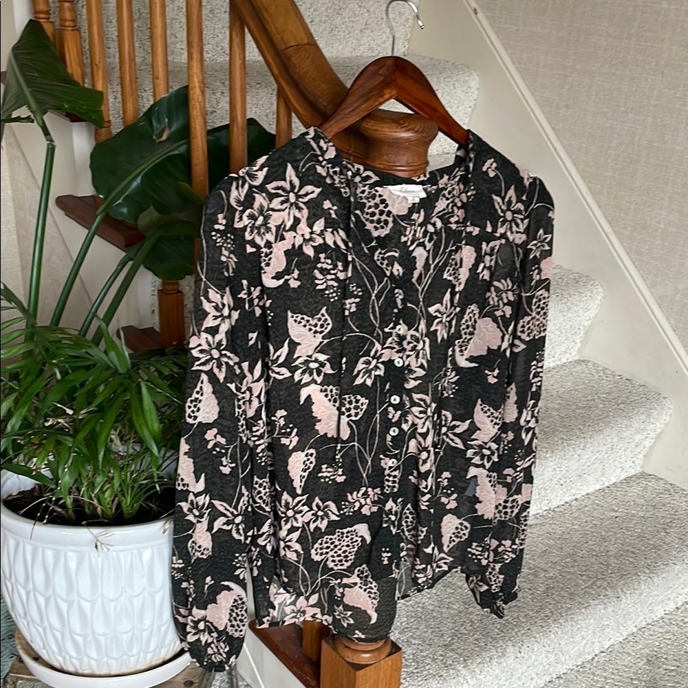 Elan Floral Black and Pink Women's Blouse